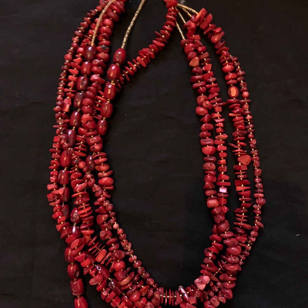 Coral Seed bead necklace